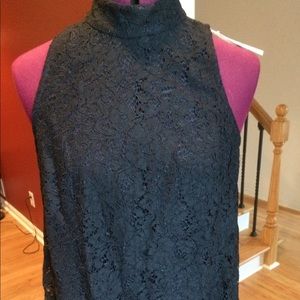 WHBM black lace elegant sleeveless top